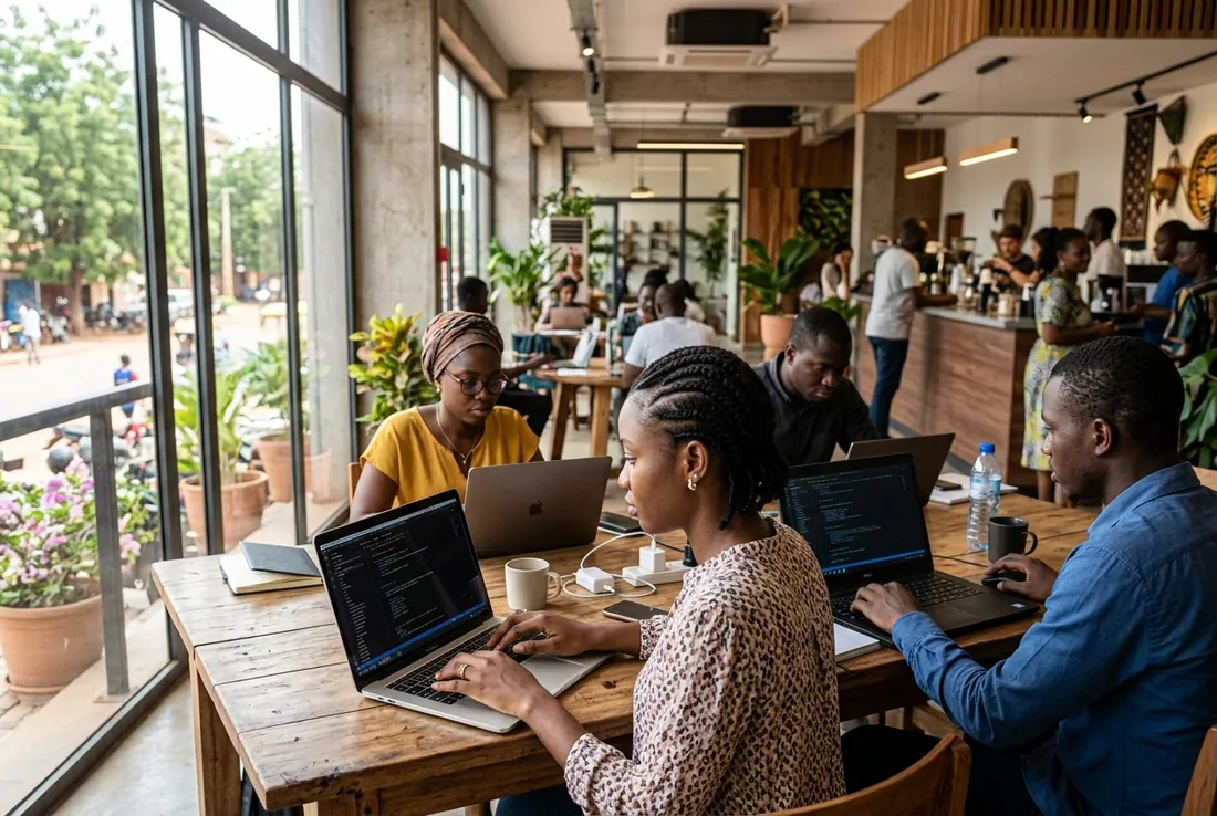 Modern Burkinabè business team working in Ouagadougou