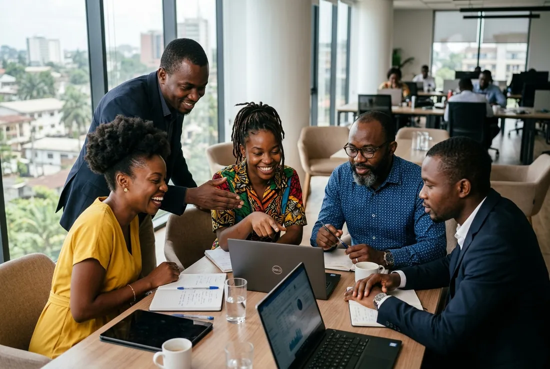 Cameroonian business team managing customer collections with KeyBS Pay