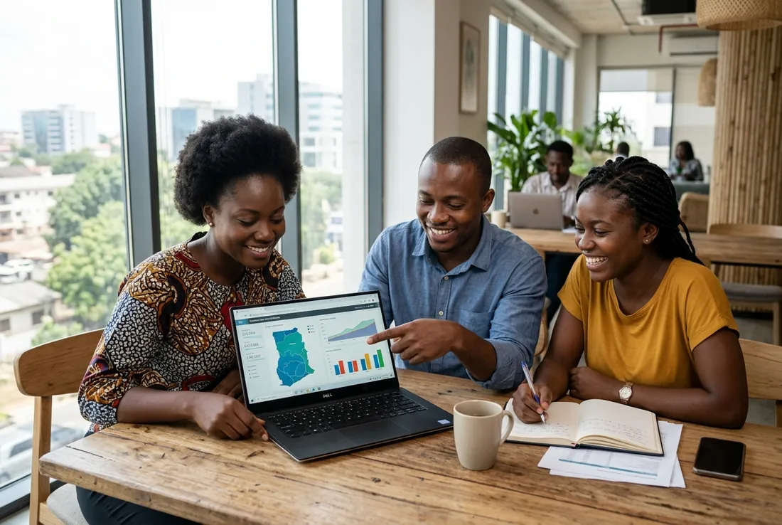 Ghanaian business team managing customer collections with KeyBS Pay