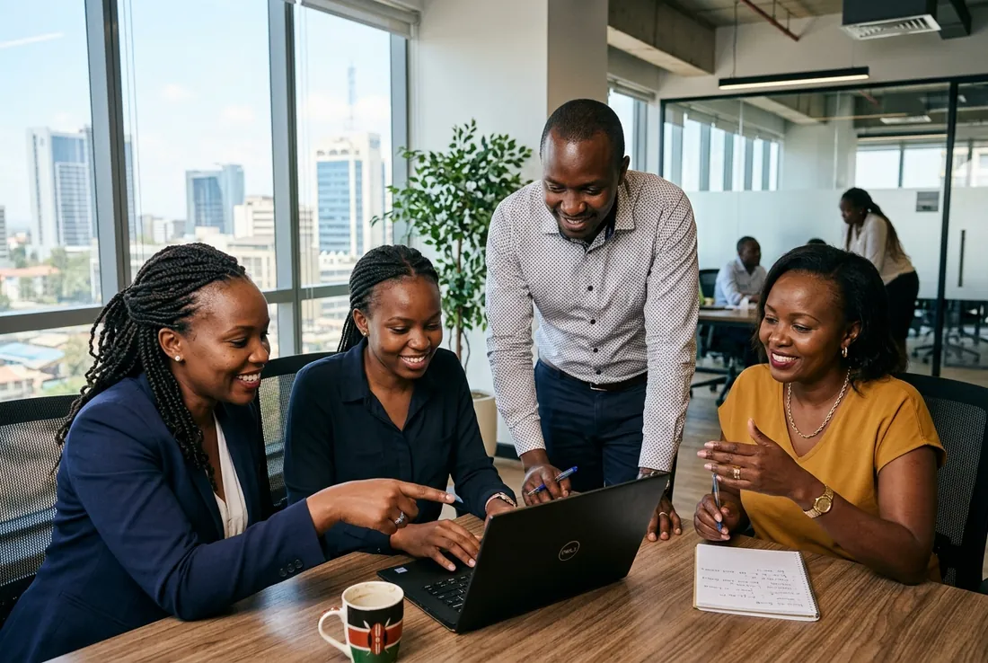 Kenyan business team managing customer collections with KeyBS Pay