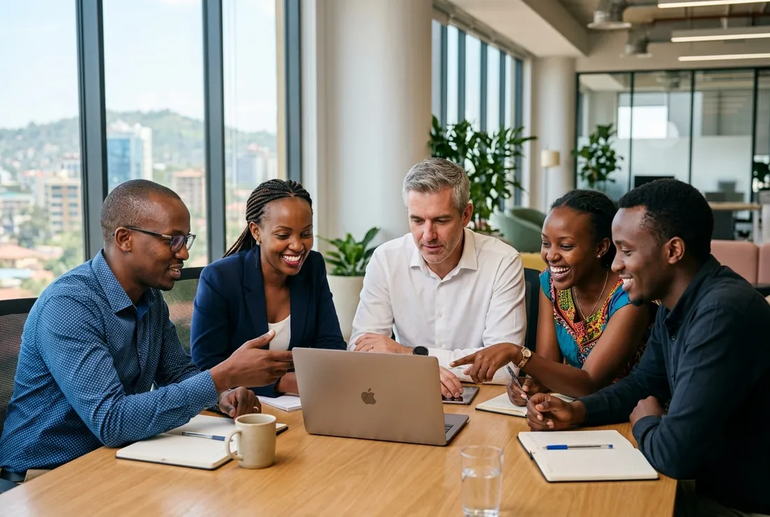 Rwandan business team managing customer collections with KeyBS Pay
