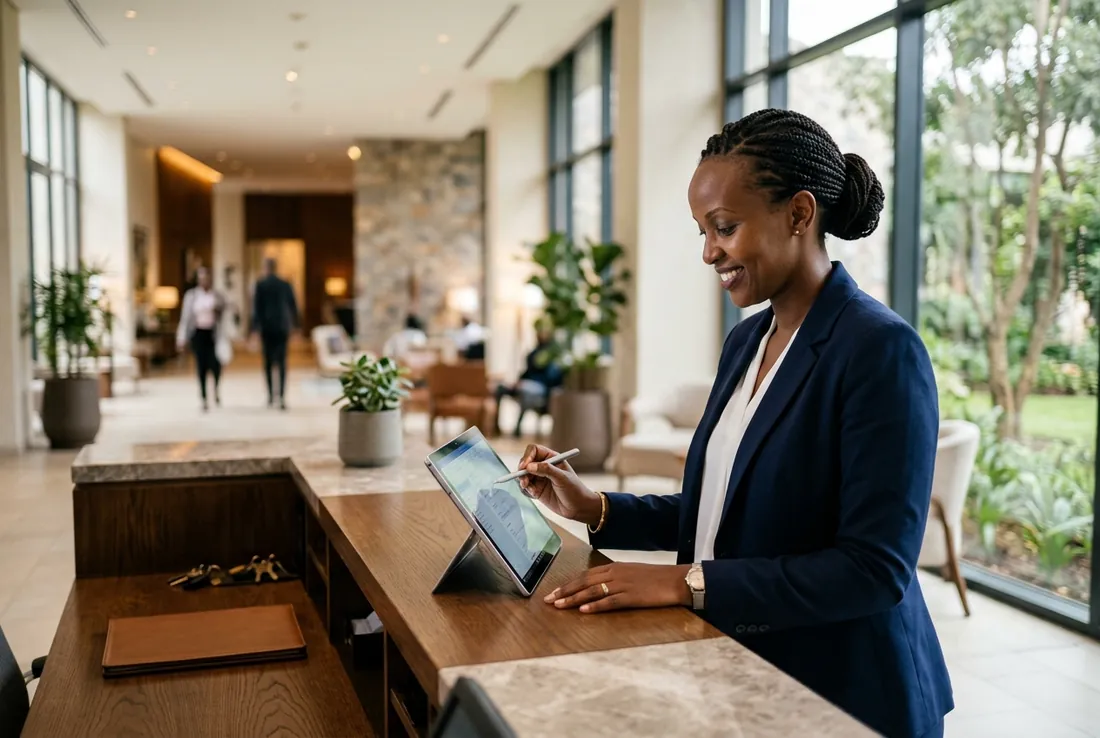 Rwandan business managing operations and payments in Kigali