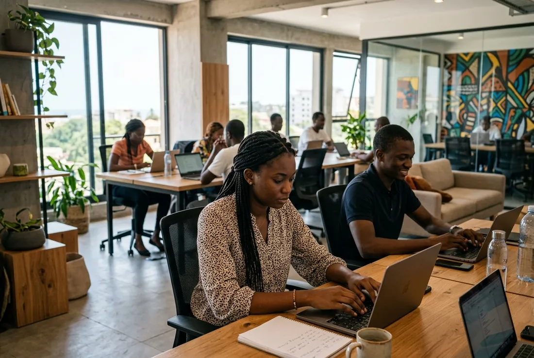 Modern Senegalese business team working in Dakar