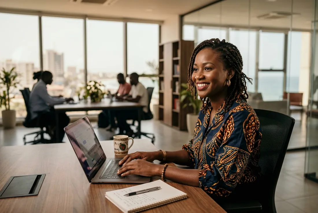 Senegalese business owner accepting customer payments with KeyBS Pay in Dakar