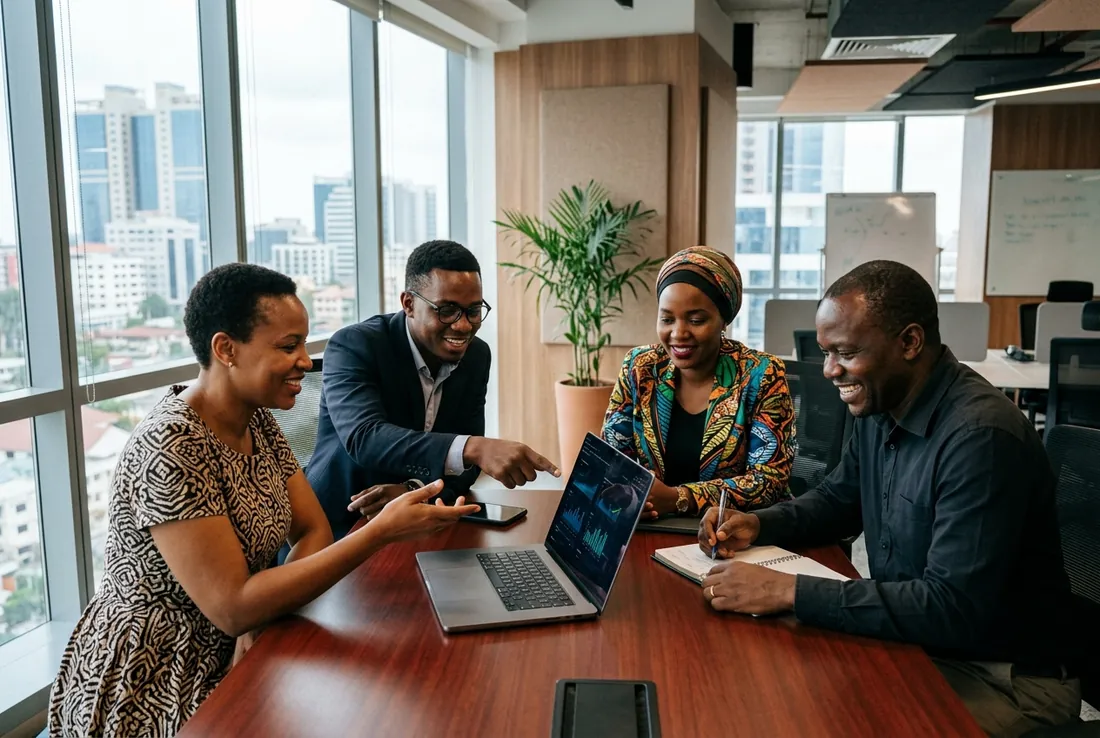 Tanzanian business team managing customer collections with KeyBS Pay